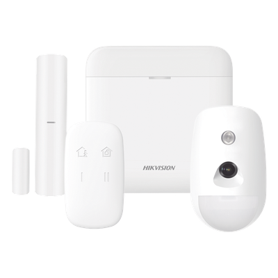 (AX PRO) KIT de Alarma AX PRO / Incluye: 1 Hub con bateria de respaldo / 1 Sensor PIR con Cámara / 1 Contacto Magnético / 1 Control Remoto / WiFi / Compatible con Hik-Connect P2P