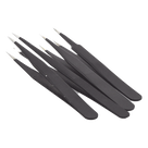 Juego de Pinzas Antiestáticas / 4 Piezas / Plástico Carbonizado / 12.3 cm / 17 g