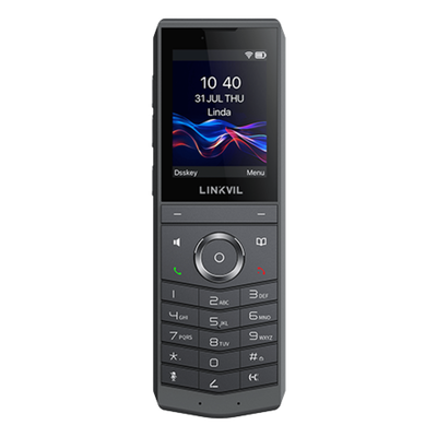 Teléfono IP Wi-Fi Portátil / Pantalla Color 2.4\" 240x320 / Wi-Fi 6 Dual-Banda / Bluetooth 5.0 / Batería 3000mAh 13h Talk / Video H.264 4CIF / Resistencia Caídas 1.8 m (5.9 ft) / Conferencia 6 Vías