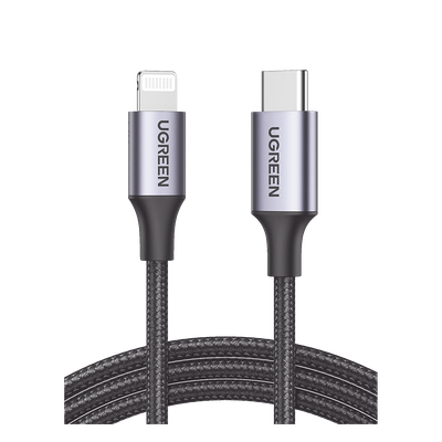 Cable USB-C a Lightning | 1 Metro (3.28 Pies) | Certificado MFi | Carga Rápida 60W | 480 Mbps | Conector C94 | Adecuado para iPhone, iPad y iPod | Protección Integrada | Caja de Aluminio | Nylon Tr