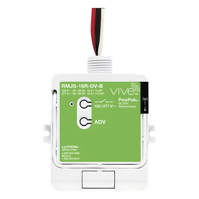 Módulo de relevador inalámbrico PowPak con Softswitch para cargas de iluminación de propósito general, 16 A, 120/277 V, Clear Connect RF, compatible con hub Vive