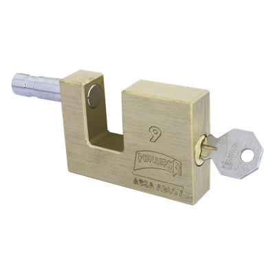 Candado para Cortina Metálica # 9 / Llave PH-52 para 5 pernos de combinación / Cuerpo de Latón.