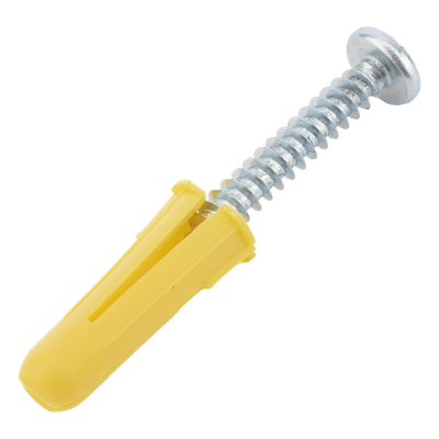 Paquete de 20 taquetes amarillo  1\" y 20 tornillos 8mm x 1\"
