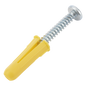 Paquete de 20 taquetes amarillo  1\" y 20 tornillos 8mm x 1\"