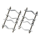 Juego de Abrazaderas Dobles / Mástiles 3.8 a 8.9 cm (1.5 a 3.5 in) / Separación 12 cm (4.75 in) / Acero Galvanizado / Torres Cuadradas o Redondas