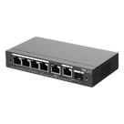 Switch Administrable Cloud / 6 Puertos Gigabit / 4 PoE+ 54W / 1 SFP / 12 Gb/s / Sin Ventilador
