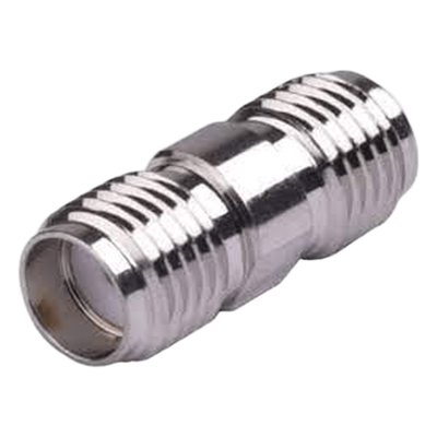 Adaptador Barril RF / Conector SMA Hembra a SMA Hembra / Montaje en Línea / Cuerpo Bronce Niquelado / Contacto Oro / Aislante Teflón