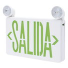 Letrero de Emergencia LED / Dual Salida y Luz de Emergencia / Montaje Universal Pared-Lateral-Techo / Doble Voltaje 120-277 VAC / Batería 6V 4.5Ah / Consumo 3W