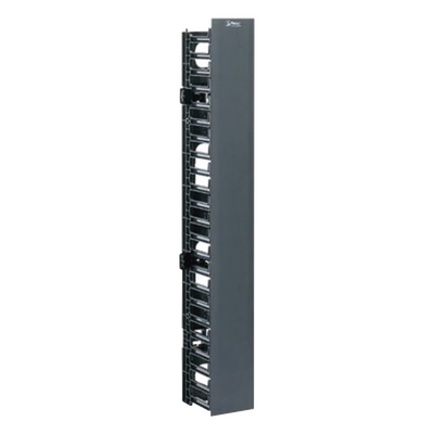 Organizador Vertical NetRunner, Sencillo (Solo Frontal), Para Rack Abierto de 45 Unidades, 4.9in de Ancho, Color Negro