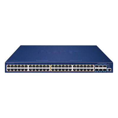 Switch Administrable Stacking Capa 3, 48 Puertos PoE Gigabit 802.3at, 6 Puertos SFP de 10 G, Entrada de Alimentación Redundante de 55 V cc.