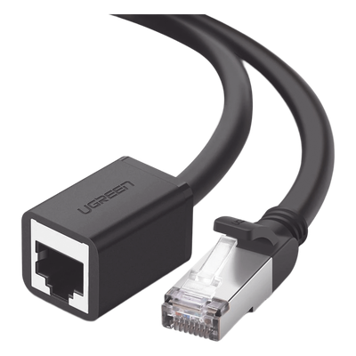Cable de Extensión Cat6 RJ45 F/UTP / Macho a Hembra / 1m / Método de conexión 568B / Velocidad de transmisión 1000Mbps / Ancho de banda del canal 250MHz /Caja de Cobre / Negro