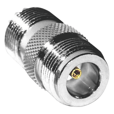Adaptador en Línea de Conector N Hembra a UHF Hembra (SO-239), Plata/ Oro/ Teflón.