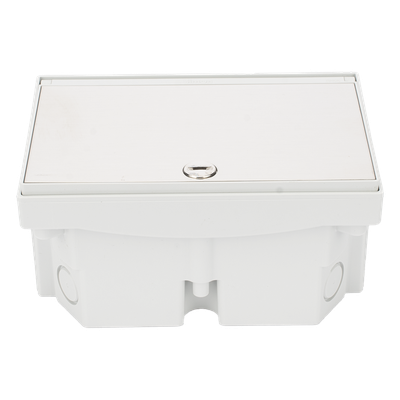 Caja de Suelo Estanca IP66 para Interior y Exterior / Protección contra Polvo y Agua / Sistema de Drenaje Integrado / Cierre Manual o de Seguridad / Alta Resistencia para Áreas Públicas