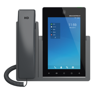Teléfono IP Android 11, 16 líneas SIP con 16 cuentas, pantalla táctil  7\", puertos Gigabit, Wi-Fi, Bluetooth, PoE, codec Opus, IPV4/IPV6 con gestión en la nube GDMS