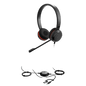 Jabra Evolve 30 II Duo con conexión USB C/A y 3.5mm, micrófono con cancelación de ruido y controlador en el cable con botones e indicadores LED (5399-829-369))