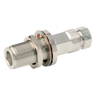 Conector N Hembra de Chasis / Auto-sujetado / FSJ1-50A 1/4\" / 50 Ω / DC-6000 MHz / Oro-Plata-Trimetal