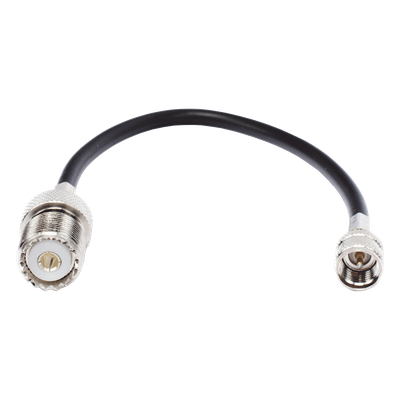 Jumper Adaptador de Conector Mini UHF Macho a UHF Hembra (SO-239), Níquel/ Oro y Plata/ Delrin.