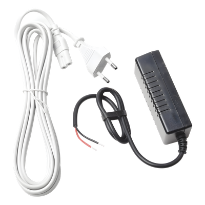 Adaptador de corriente compacto con cable de salida a conductores, para panel de alarma