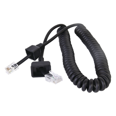 Cable para Micrófono de Radio Móvil / Conector RJ-45 de 6 Pines / Longitud 300 mm (11.8 in) / Cobre Desnudo / Temperatura -20~105°C / Funda PP-PU