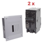 Kit Centro de Carga 4P para empotrar con 2 Interruptores Térmicos de 2 Polos, 20Amp 120/240Vca 10kA.
