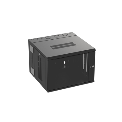 Gabinete PanZone de Montaje en Pared, de 19in, Puerta con Ventana de Seguridad, 9 UR, 635mm de Profundidad, Color Negro