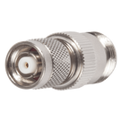 Adaptador RF en Línea / TNC Macho Inverso a N Hembra / Cuerpo Bronce Niquelado / Contacto Oro / Aislante Teflón