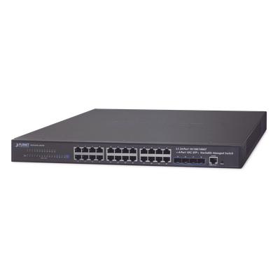 Switch Administrable Capa 3, 24-Puertos 10/100/1000T + 4-Puertos 10G SFP+, Apilable