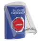 Botón de Salida de Emergencia, Texto en Español, Tapa Protectora de Policarbonato Súper Resistente, Restablecimiento con Llave