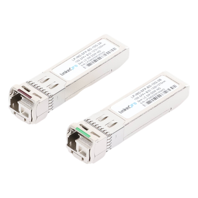 Transceptores Ópticos Industriales Bidireccionales SFP+ (Mini-Gbic) / Monomodo 1270 & 1330 nm / 10 Gbps / 10GBASE / Conector LC/UPC Simplex / DDM / Hasta 3 km / 2 Piezas