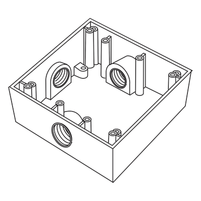 Caja Cuadrada de 3/4\" (19.05 mm) a Prueba de Intemperie/ Cuenta con 3 bocas.