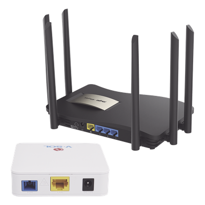 Kit 2 ONU Bridge V-Sol, Dual GPON/EPON con Router Home Mesh Ideal para distribuciones WISP de mayor cobertura Wi-Fi en Hogares y Oficinas