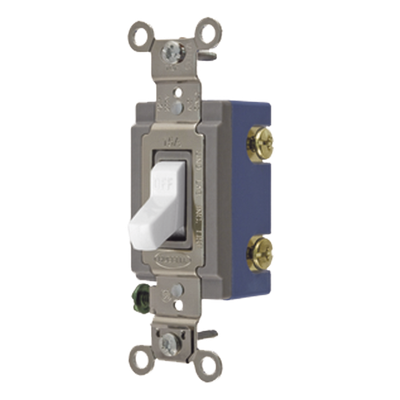 Interruptor de Palanca 15 A 120-277 V CA/ Unipolar / Grado Industrial/ Uso Extra Pesado / Cableado Lateral y Posterior / Color Blanco.