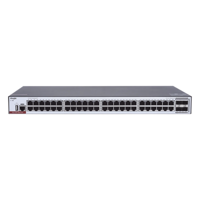 Switch Administrable Capa 3 con 48 puertos Gigabit + 4 SFP+ para fibra 10Gb, gestión gratuita desde la nube.