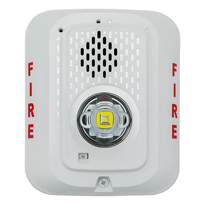Sirena con lámpara estroboscópica LED de 2 hilos para pared, candela seleccionable, color blanco, compatible con SpectrAlert