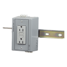 Caja Utilitaria para Riel DIN / Contacto Dúplex GFCI 15 A / 125 V / NEMA 5-15R / 2 Polos / Gris