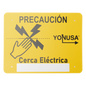 Letrero de PRECAUCION para cercas electrificadas (21.8 x 17 cm) / Estireno Serigrafiado 2 Tintas / Protección UV / 4 Perforaciones