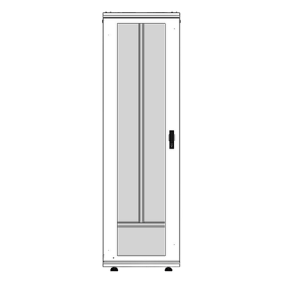 Gabinete Rack 42 Unidades / Piso 19 Pulgadas / Puerta Cristal Templado / Capacidad Carga 1000 Kg / Acero Calibres 16-18-20 / Ventilación Superior / Cerradura Seguridad, Niveladores Incluidos