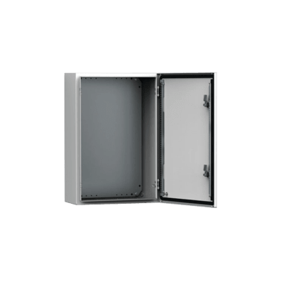 Gabinete de Uso Exterior MAS 600 x 400 x 210 mm (23.62 x 15.75 x 8.27 in) / NEMA 4/12/13 / IP66 / IK10 / Acero Dulce 1.5 mm / Platina de Montaje Incluida / Color Gris Claro