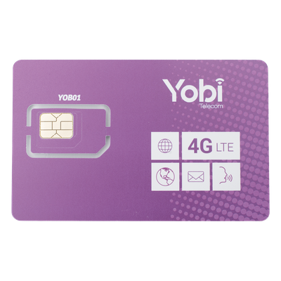 SIM Yobi para dispositivos móviles 3G/4G con recarga de 10GB cada mes durante 1 año de servicio (solo datos)