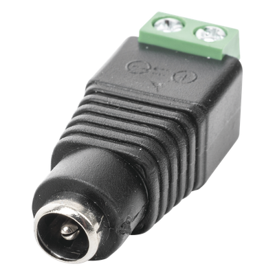 Adaptador Hembra Tipo Jack de 3.5 mm Polarizado de 12 Vcc / Terminales Tipo Tornillo / Polarizado (+/-) / Ideal para Cámaras de Video Vigilancia