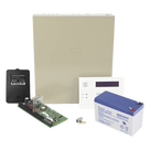 Kit de Panel de Alarma / 48 Zonas / 3 Particiones / Teclado Alfanumérico con Receptor Inalámbrico / Batería de Respaldo 12V 9Ah / Gabinete Metálico