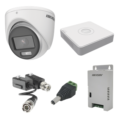 KIT COLORVU TURBOHD 1080pLite / DVR 4 Canales / 4 Cámaras Eyeball (exterior) / Transceptores / Conectores / Fuente de Poder Profesional