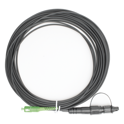 Jumper de Fibra Óptica, Conector SC/APC - Conexión a Caja FDP460, Redondo, 10 Metros (32.81 Pies), Forro 3 mm, G657A2, Negro