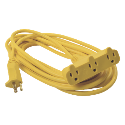 Extensión Eléctrica Tipo Abanico Uso Rudo 8 metros/ 127 V CA - 10 A Máximo / Color Amarilla.