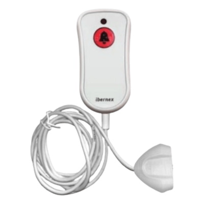 Pulsador de Cama Blanco Antibacteriano / Botón Rojo de Alarma 20mm / Conector Magnético / Protección IP67 / Cable 2m Resistente al Fuego / Libre de Halógenos / Braille 'SOS'