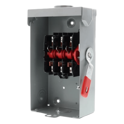 Interruptor de Seguridad GNF322RA, 240Vca, 3 polos, 60 Amp, sin portafusibles, Nema 3R.