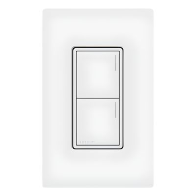 Teclado de pared Sunnata de 2 botones para escenas de luces, persianas y ventiladores, con barra luminosa ajustable, color blanco, para el sistema RadioRA 3