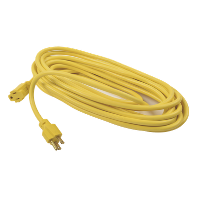 Extensión eléctrica de uso rudo aterrizada 10 metros / 127 V CA 10 A Máximo / Color Amarillo.