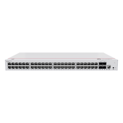 Switch de Distribución/Core Gigabit Administrable PoE Capa 3 / 48 puertos 10/100/1000 Mbps (PoE) / 4 Puertos 10GE SFP+ Uplink / ERPS / Rutas Estáticas / iStack / PoE Perpetuo / 380W / Administració