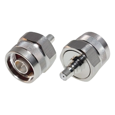 Adaptador de Bajo PIM, Interserie de Conector N Macho a QMA (Quick Mate) Hembra, Bronce Blanco/ Oro/ Teflón.